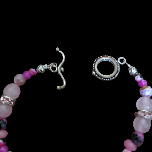 6" Handmade Pinkish Beaded Bracelet L10 - Picture 2 of 2